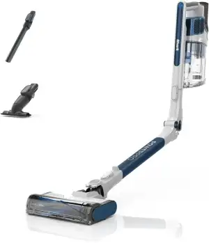 Shark PowerPro Akku-Staubsauger freistehend, bis 50 Min. Laufzeit, kabellos, beutellos, für Tierhaare, Allergiker, Teppich und Hartböden, mit LED-Licht und Knickgelenk-Rohr, Navyblau, IZ380EU