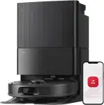 roborock Qrevo S5V Saugroboter mit Wischfunktion&Hebarem Wischmopp, 12.000Pa Saugkraft, Zero-Tangle System, Warmlufttrocknung, Intelligente Hindernisvermeidung, Multifunktions-Dockingstation (Schwarz)