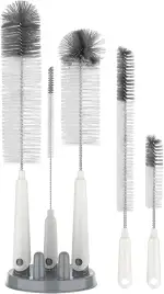MR.SIGA 5er-Set Flaschenbürsten mit Aufbewahrungshalter, Reinigungsbürsten für Flaschen mit langem, schmalem Hals, Wasserflaschen, Babyflaschen, Trinkbecher, Trinkgläser, Strohhalme