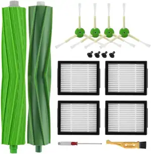 10 Stück Ersatzteile für iRobot Roomba i7 i7+ E5 E6 i6 i6+ i3 i3+ i4 i4+ i8 i8 Plus e5154 i3152 i7156 J7 7150, 1 Satz Gummibürsten, 4 Hochleistungsfilter, 4 Seitenbürsten