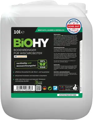 BiOHY Bodenreiniger für alle Wischroboter mit Orangenduft (10 Liter Kanister) | Schaumarm & Strei...