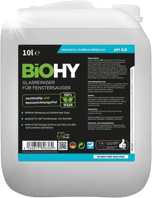 BiOHY Glasreiniger für Fenstersauger (10 Liter Kanister) | Fensterreiniger Konze