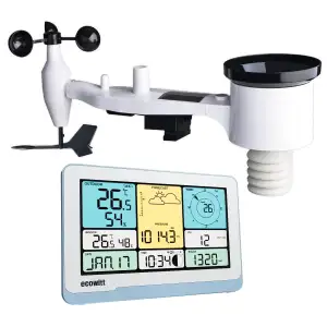 ECOWITT Wetterstation mit Außensensor WS3820, 7 in 1 Wifi Haus Solarstrom Wetter