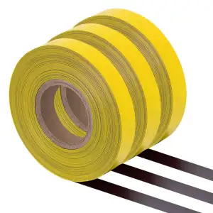 3 x Rollen Magnetband gelb, zuschneidbar, beschriftbar, Breite 25 mm, 30 m/Rolle