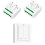 Funk Lichtschalter kit, Funktioniert Mit Wandschaltern Reichweite der drahtlosen Steuerung bis zu 100 m, AC220V 230V 2000W Relai Funkschalter, Mobiler Funksender Und Wandsender 2 in 1,Weiß