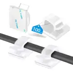 Abnii 100 Stück Kabelhalter Selbstklebend, Kabelclips Schreibtisch für Kabelklemmen Kabelbefestig...