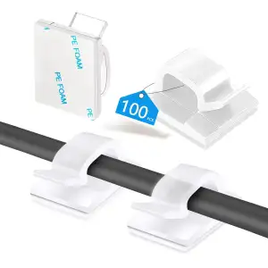 Abnii 100 Stück Kabelhalter Selbstklebend, Kabelclips Schreibtisch für Kabelklem
