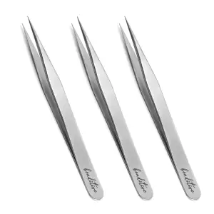 Beaditive Hochpräzise Pinzette 3er-Pack - 4,7-Zoll-Pinzette zum Nähen, Perlenarbeiten und Basteln - nicht gezackte Schmuckpinzette mit feinen Spitzen