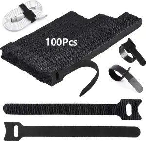 100 Stück Verstellbare Klettkabelbinder in 3 verschiedenen Längen 200mm/150m/120