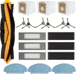 Feilifan Zubehör-Set für ECOVACS DEEBOT N10 PLUS/ T9+/ N8 PRO+/ N8+/ T8AIVI+/ T8+ Saugroboter, 19-teilig: Hauptbürste, Seitenbürsten, Filter, Wischpads, Staubbeutel, Kunststoff, Gelb / Schwarz