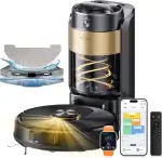 Proscenic Q20Plus Saugroboter mit Wischfunktion, 10000Pa 200min Staubsauger Roboter mit Beutellose Entleerungsstation, 3-in-1 Saug und Wischroboter für Tierhaare, Teppiche, Hartböden, Schwarz