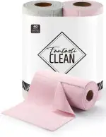 Fantasticlean Mikrofaser Reinigungstuch Rolle - 20 Stück x 2, Abreißbare Putztücher mit 300 GSM, ...