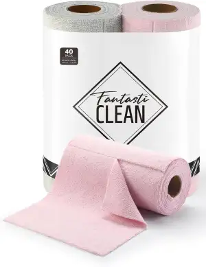 Fantasticlean Mikrofaser Reinigungstuch Rolle - 20 Stück x 2, Abreißbare Putztüc