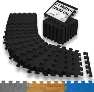 ALPIDEX 1,95 m² Bodenschutzmatte 21 Stück 30x30x1 cm Schutzmatten Set Sportmatte
