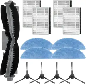Staubsauger Ersatzteile Set, Hauptbürste Seitenbürsten Filter Mop Tücher Kit, Re