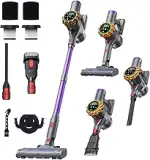 Akku Staubsauger, 50000PA Staubsauger Kabellos mit LED-Display Leichter Akkustaubsauger Selbstste...