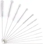 Vicloon Kleine Reinigungsbürste Für Kaffeevollautomat, 12 Pcs Strohhalm Bürste Set, Flasche Reinigungsbürsten Milchschlauchbürste Nylon Schlauchbürste Set für Teekanne Düse, Flaschenbürste Dünn - Weiß