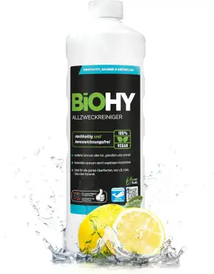 BiOHY Allzweckreiniger (1L) | Bodenreiniger Konzentrat für Parkett, Fliesen & Hartböden | Reiniger für Wischroboter, Saugwischer & Saugroboter | Schaumarmes, ergiebiges Reinigungsmittel