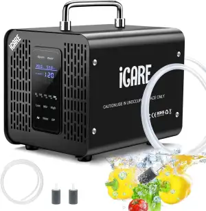 Smart Ozongenerator 60000mg/h mit 2 Modi, Digitaler Ozongenerator für Wasser und Luft, Ozongerät mit 120 Min Timer für 300㎡ Geruchskiller für Auto, Rauch, Haustiergerüche, Küchengerüche