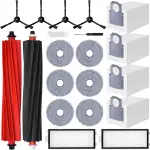 Zubehörset für Roborock Qrevo Master/Qrevo Slim, 4*Staubbeutel 2*Main Rollbürste 4*Seitenbürsten 2*Filter 6*Mopp Wischtücher, Ersatzteile Saugroboter Ersatzteile Saugroboter Zubehör