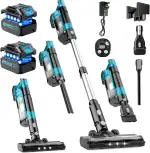 700 W/60kPA Kabelloser Staubsauger, 70 min, 2,0 l, Akku Kabelloser Staubsauger mit Wandhalterung, HEPA-Filter, 8000 mAh Abnehmbarer Akku, Verbesserte Anti-Verhedderungsbürste, für Hartböden Teppiche