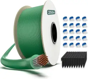 HAUSPROFI 250m Begrenzungskabel Mähroboter Set mit 750 Haken & 20 Verbindern, Ø2