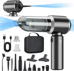 2-in-1 Handstaubsauger Akku,28000PA Handstaubsauger Kabellos,Auto Staubsauger Stark,3-Gang 240000 U/min Elektrische Staubgebläse Druckluftspray für Auto, Küche,PC, Sofa, Büro, Haus& Tierhaar Reinigung
