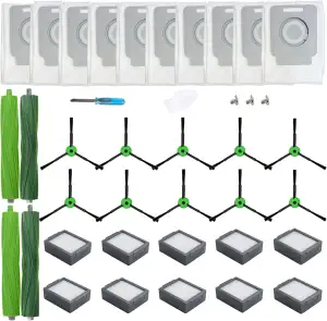 Loveco Ersatzteile Zubehör Kompatibel für iRobot Roomba I Serie i1+ i2+ i3+ i4+ i5+ i6+ i7+ i8+, J serie j5+ j6+ j8+ j9+ (2 Satz Gummibürsten, 10 Filter, 10 Seitenbürsten, 10 Staubbeutel)