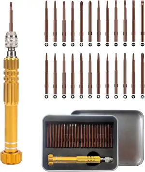 24 in 1 Mini Schraubendreher Set, kleiner Schraubenzieher, winzige Präzisions Schraubendreher, Brillen, Sonnenbrillen, Uhren, Schmuck,Spielzeug,Handy Reparatur Schraubendreher(Gold)