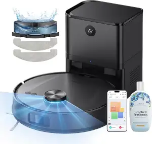 Ultenic T20 Pro Saugroboter mit Wischfunktion 8000 Pa, Staubsauger Roboter mit Absaugstation 3,5 L, Staubsaugroboter für Tierhaare Teppich Böden, AI-gestützte Laser-Hindernisvermeidung, APP-Bedienbar