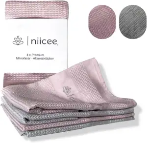 niicee® Mikrofasertücher 4er Set – Glasputztuch & Poliertuch streifenfrei – Fens