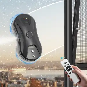 Intelligenter Fensterputzroboter mit 2800Pa Saugkraft & Sicherheitsseil | Inkl. Fernbedienung & 10 Reinigungspads | Automatische Navigation für Tiefenreinigung von Glasflächen