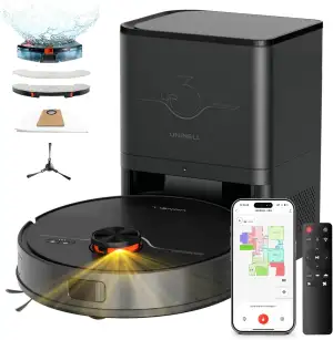 Saugroboter mit wischfunktion 7000Pa, Staubsauger Roboter mit Absaugstation 3.5L