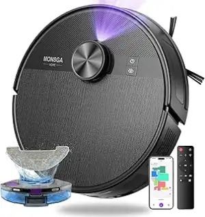 MONSGA Saugroboter mit Wischfunktion,5000Pa Saugkraft,180Min Laufzeit,Anti-Tangl