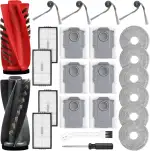 24 Stück Zubehör für Roborock Saros 10R/Saros 20/Qrevo Curv 2 ProX/Curv 2 Pro Saugroboter,2 Hauptbürste,6 Staubbeutel,6 Wischpads,4 HEPA-Filter,4 Seitenbürsten,1 Reinigungsbürste,1 Schraubendreher