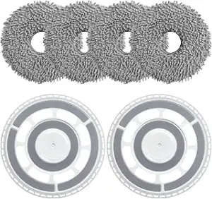 4 Wischtücher mit 2 Ersatzhalterung Zubehör für Roborock Qrevo S/Qrevo Master/Qr