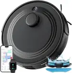 LEFANT M2 Staubsauger Roboter mit No-Go-Zonen, Saugroboter mit Wischfunktion 6000Pa, 2.4G/5GHz Wi-Fi, 140Min, Mehrstufiges Mapping, Saug und Wischroboter für Tierhaare, Teppiche und Hartböden, Schwarz