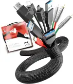 Kabelschlauch selbstschließend & zuschneidbar 2m x 25mm Schwarz – Kabelkanal flexibel für Kabelmanagement am Schreibtisch, PC, TV – Kabelschutz temperatur-, Feuer- & UV-beständig