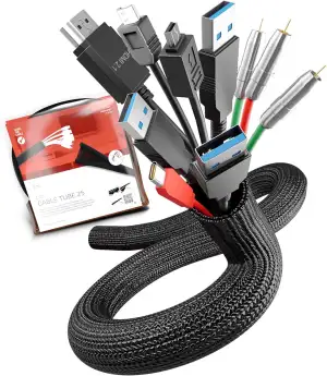 Kabelschlauch selbstschließend & zuschneidbar 2m x 25mm Schwarz – Kabelkanal fle