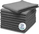ZOLLNER 10er Set Mikrofasertücher für streifenfreien Glanz - flusenfreie und saugstarke Reinigungstücher - waschbar bis 60°C - 40x40cm in grau - Hotelqualität