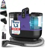 Motionflow Teppichreiniger Waschsauger mit Heizfunktion - 1200W Polsterreiniger Gerät für Teppiche, Polstermöbel, Autositze uvm. Nasssauger mit 4 Bürstenaufsätzen, Selbstreinigung, 15s Aufheiz-Zeit