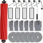 25 Stück Zubehör für Roborock QV35A QV35S QR598 QR798 Saugroboter | 1 Hauptbürste, 6 Staubbeutel, 4 Filter, 6 Wischpads, 6 Seitenbürsten, 1 Reinigungsbürste, 1 Schraubendreher