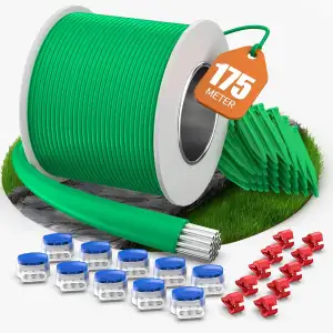 COZCLAM 175m Universal Begrenzungskabel Mähroboter mit 100 Erdspieße + 20 Kabelverbinder + 10 Ans...