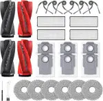26 Stück Zubehör für Roborock Qrevo Curv/Qrevo Curv S5X / Qrevo/Qrevo Edge S5V Saugroboter, 2 Hauptbürste, 6 Staubbeutel, 6 Wischpad, 4 Filter, 6 Seitenbürste, 1 Reinigungszubehör, 1 Schraubendreher