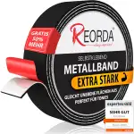 REORDA® Metallband selbstklebend Schwarz - Ideal für Tonies®-Figuren & -Regale (EXTRA STARK) - Magnetband für Magnete I Ferroband I Magnetband selbstklebend I Eisenband