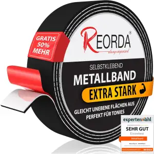 REORDA® Metallband selbstklebend Schwarz - Ideal für Tonies®-Figuren & -Regale (