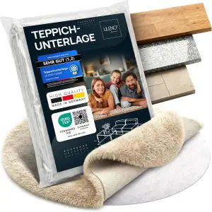 LILENO HOME Teppich-Unterlage rutschfest [180 cm rund] aus Vlies dünn - Anti-Rutsch-Matte zuschneidbar - Antirutschmatte Teppich Stopper - Universal Teppichunterlage - Rutschmatte Teppichstopper