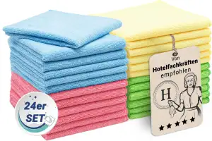 ZOLLNER 24er Set Mikrofasertücher für streifenfreien Glanz - flusenfreie und sau