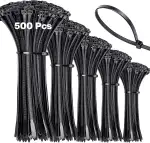 Cleangor Schwarze Kabelbinder Set 500 Stück, Nylon Cable Ties Kabelbinder, Tragfähig Bis 22KG, Ideal Für Kabelmanagement, Garten, Haushalt & Werkstatt (100/150/200/250/300mm (je 100 Stück))