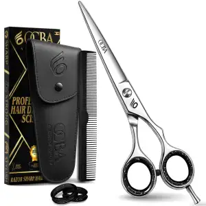 Friseurschere - OCBA Professionelles 6' Haarschneideschere & Haarschere - Haarschere Perfektes Design für Friseure & Salons - Haarschneideschere für Männer und Frauen (6 Zoll SIlver)